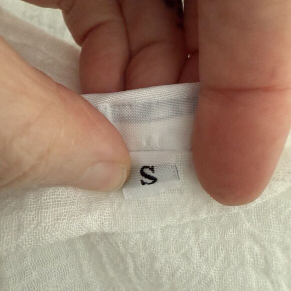 Bryn Walker Women's Wideneck Top Size S White Lagenlook Boxy Crepe Crinkle - Picture 3 of 8